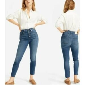 Everlane The Vintage Skinny Jean Button Fly Women's 29 High Rise Raw Hem Medium